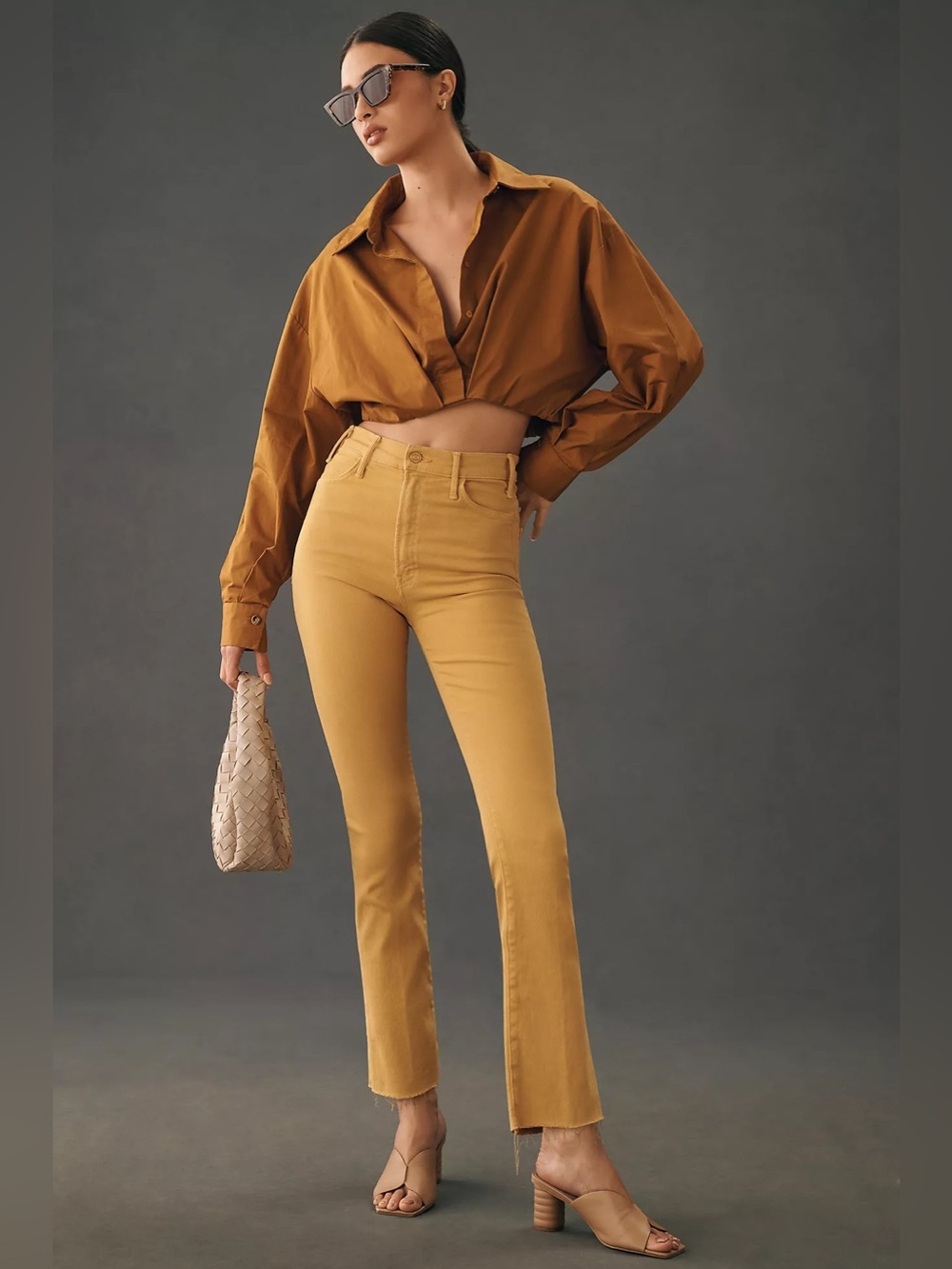 Mother The Hustler Ankle Fray Jeans High Rise Tinsel Wash in Second Chance